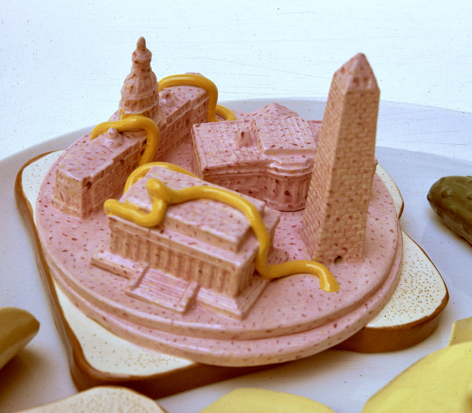 Washington Baloney (detail), 1970, ceramic, glaze 3 x 12 x 12. Photo courtesy of Richard Notkin.