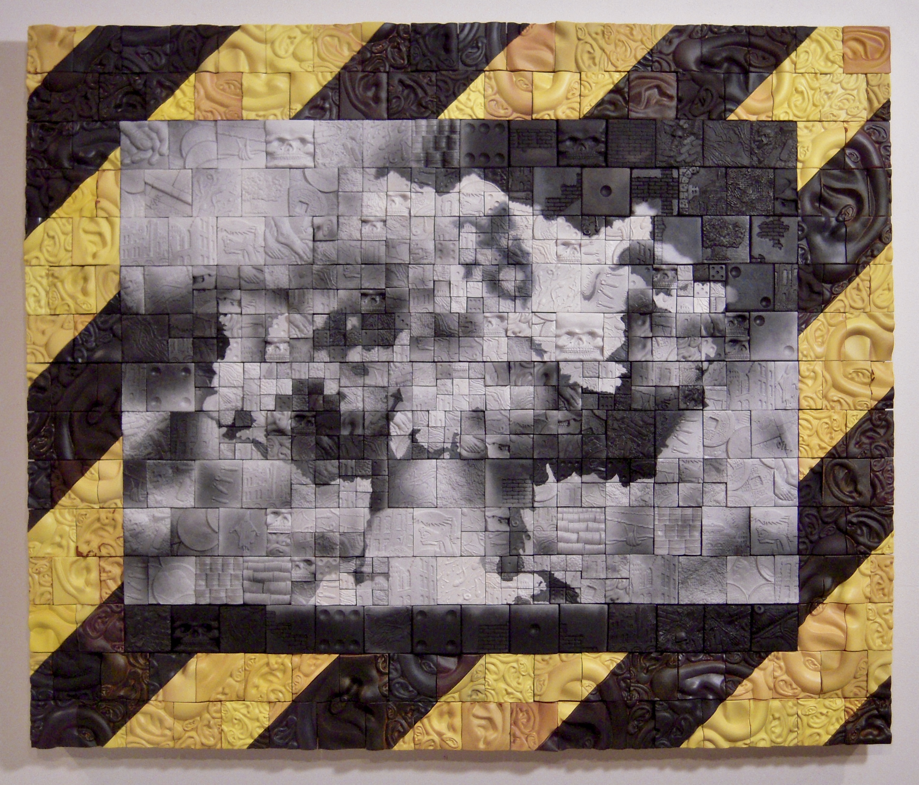 Tomorrow and Tomorrow and Tomorrow,  2010, earthenware sawdust-fired, glaze, 43 x 51 x 2.5. Photo courtesy of Richard Notkin.