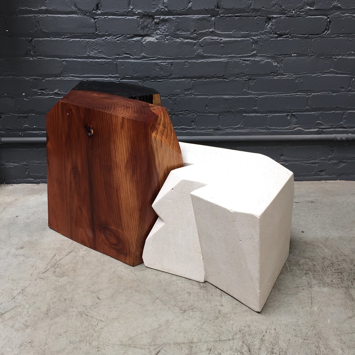 ReUpped. Fire & Ice, 2015. Redwood and concrete, 20 x 36 x 14 in. ReUpped. Fire & Ice, 2015. Redwood and concrete, 20 x 36 x 14 in.