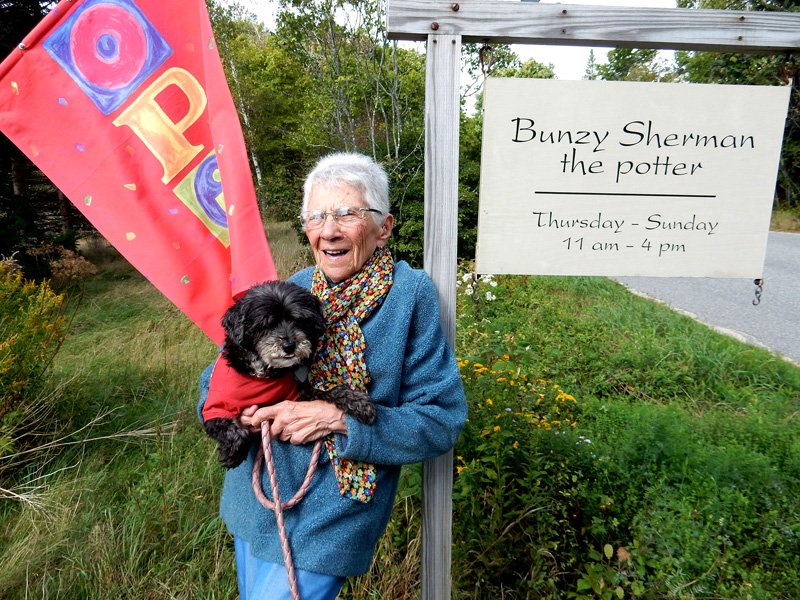 Bunzy Sherman at her studio, Deer Isle, Maine. Photograph by Barbara Toole. Bunzy Sherman at her studio, Deer Isle, Maine. Photograph by Barbara Toole.