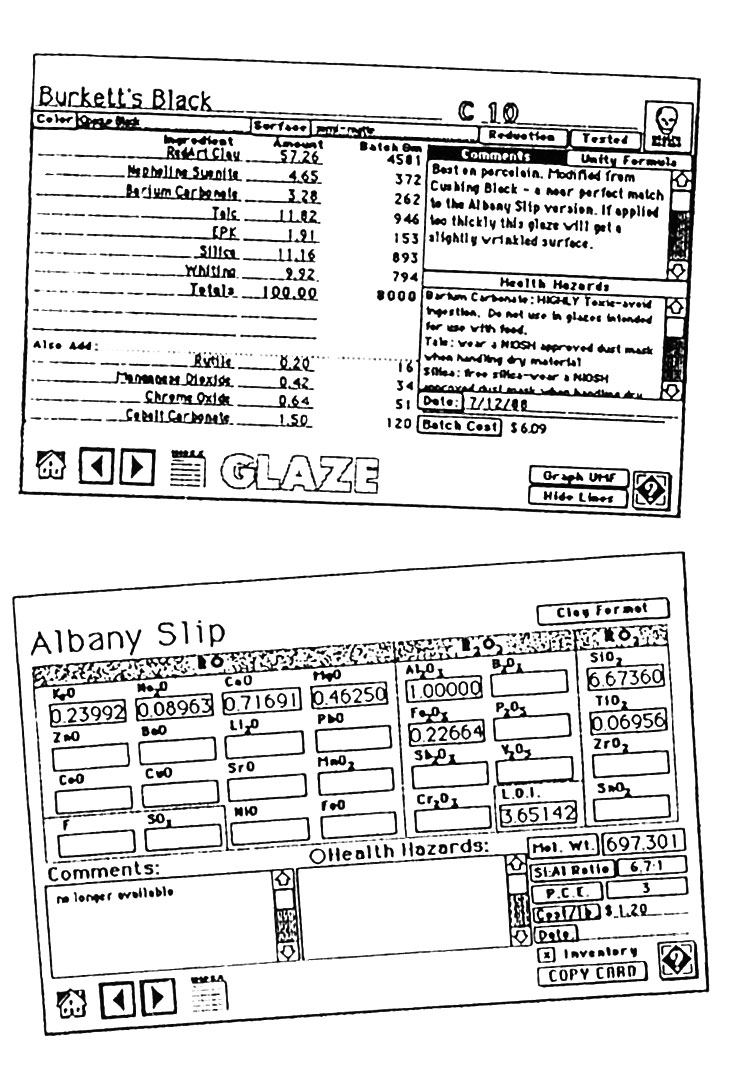 HyperGlaze software screenshots, 1992. 