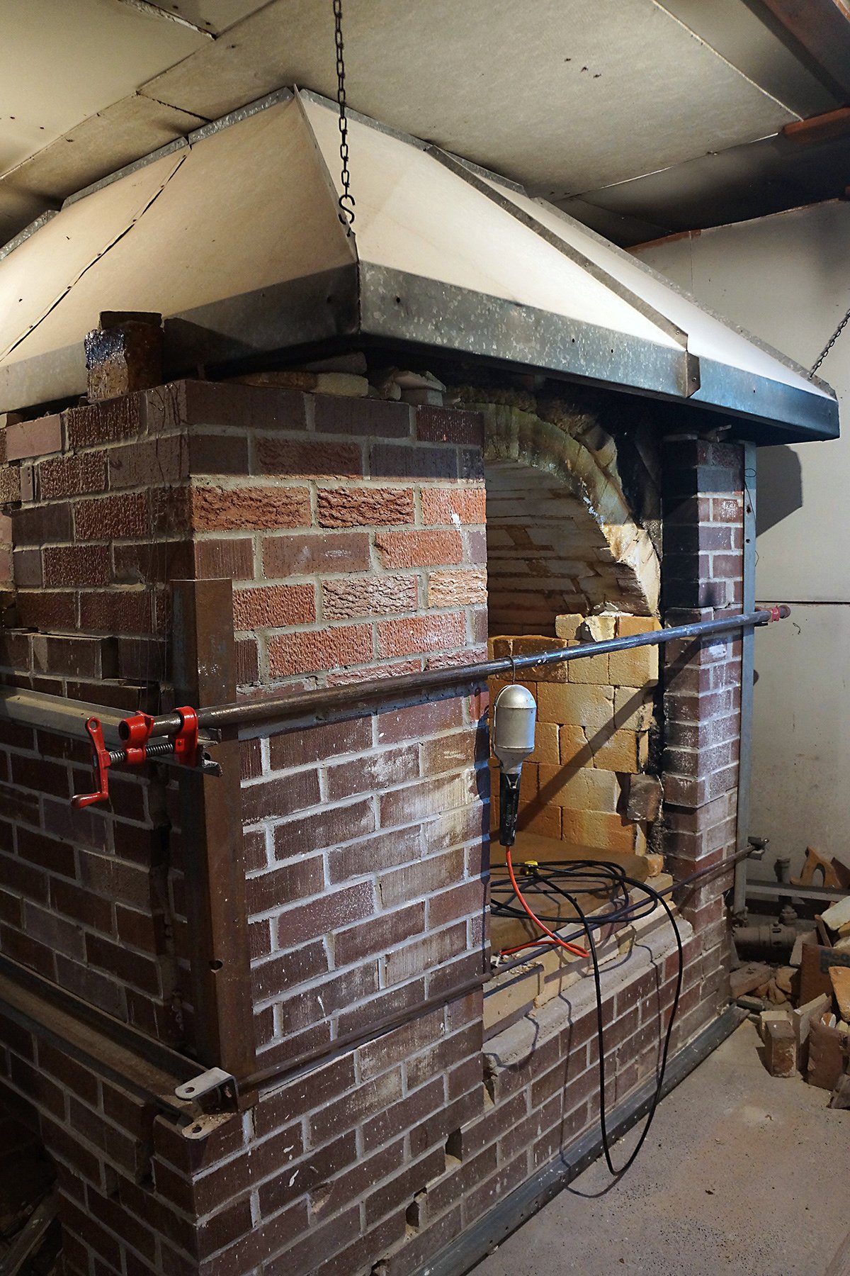 Harlan House's 41 year old gas kiln. Photo by author.