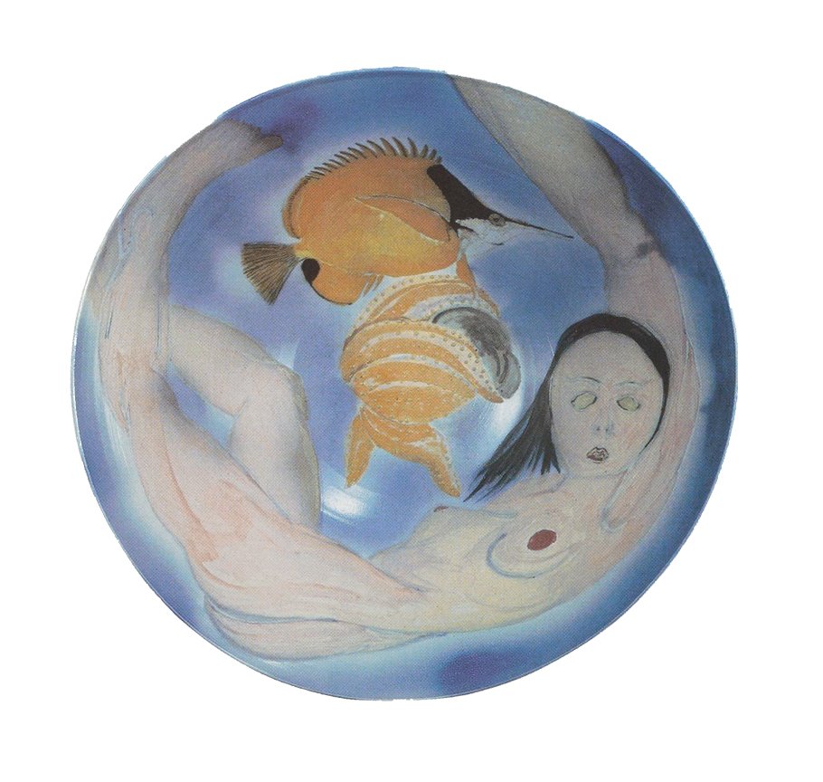 Norm Schulman. "From the Reef" series, 1981. Engobe-painted, salt-glazed porcelain, 20 in. Norm Schulman. "From the Reef" series, 1981. Engobe-painted, salt-glazed porcelain, 20 in.