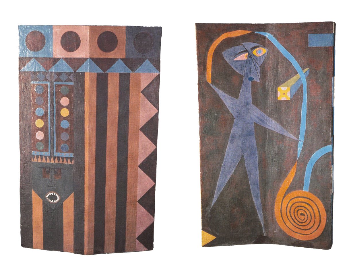 Norm Schulman. The Wizard Unfurls the World (front and back view), 1984. Stoneware, 48 x 36 x 12 in. Norm Schulman. The Wizard Unfurls the World (front and back view), 1984. Stoneware, 48 x 36 x 12 in.