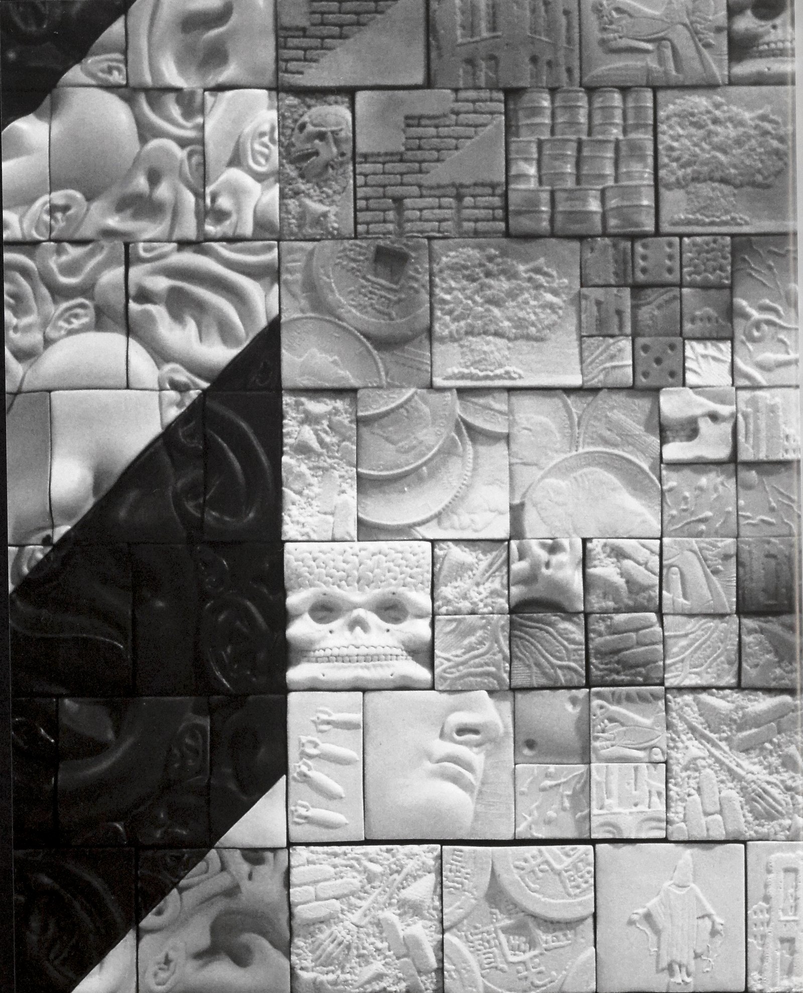 The Last Syllable of Recorded Time, 2010. White earthenware, glaze, watercolor and pastel 77 x 51 x 2 in. The Last Syllable of Recorded Time, 2010. White earthenware, glaze, watercolor and pastel 77 x 51 x 2 in.