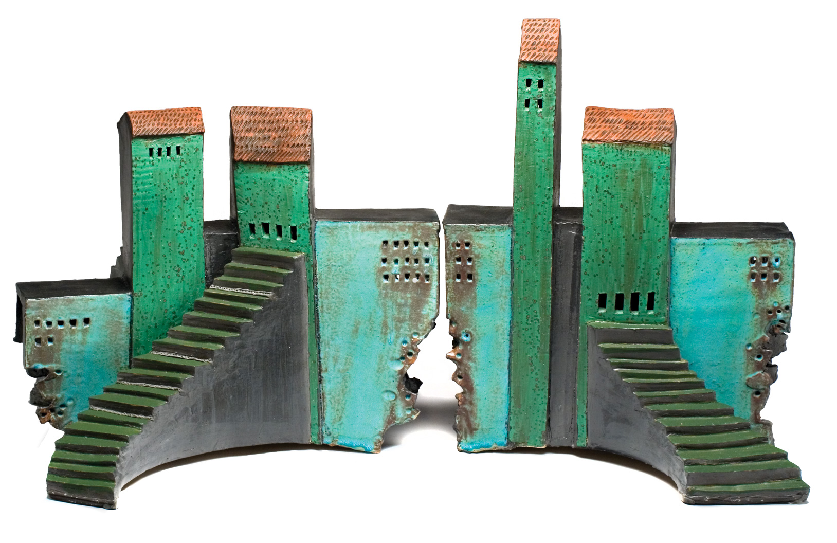 Rene Murray. Roman Opera House, 2007. Stoneware, slab built with barium glaze and engobes. 19 x 23 x 11 in. Photograph by Kevin Noble. Rene Murray. Roman Opera House, 2007. Stoneware, slab built with barium glaze and engobes. 19 x 23 x 11 in. Photograph by Kevin Noble.