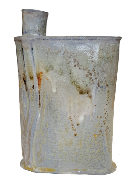 Seth Fallia. Flask, 2017. Wood-fired stoneware, 8 x 6 x 2 in. Photograph by artist. Seth Fallia. Flask, 2017. Wood-fired stoneware, 8 x 6 x 2 in. Photograph by artist.