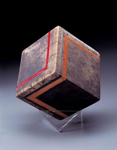 Harriet Brisson Cube Striped in Half, 1989. Raku; 6 in. sq. 46th Concorso Internazionale, della Ceramica D'Arte, Faenza, Italy. From Brisson's 50NOW retrospective exhibition catalog. Harriet Brisson Cube Striped in Half, 1989. Raku; 6 in. sq. 46th Concorso Internazionale, della Ceramica D'Arte, Faenza, Italy. From Brisson's 50NOW retrospective exhibition catalog.