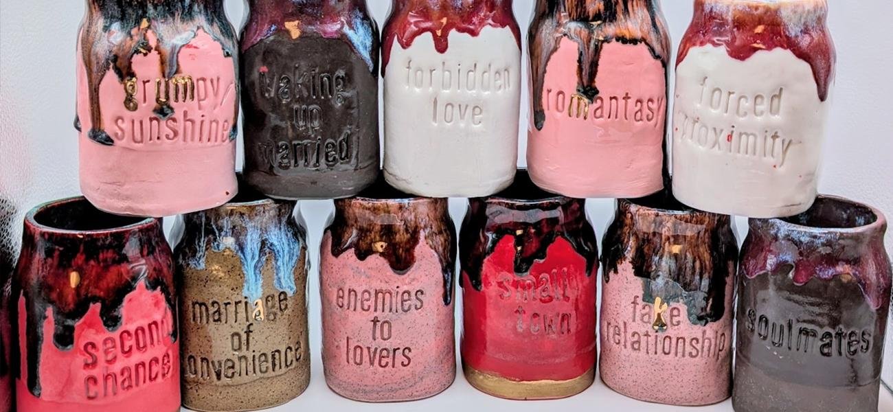 Romance Trope Jars, clay and glaze, 2026
