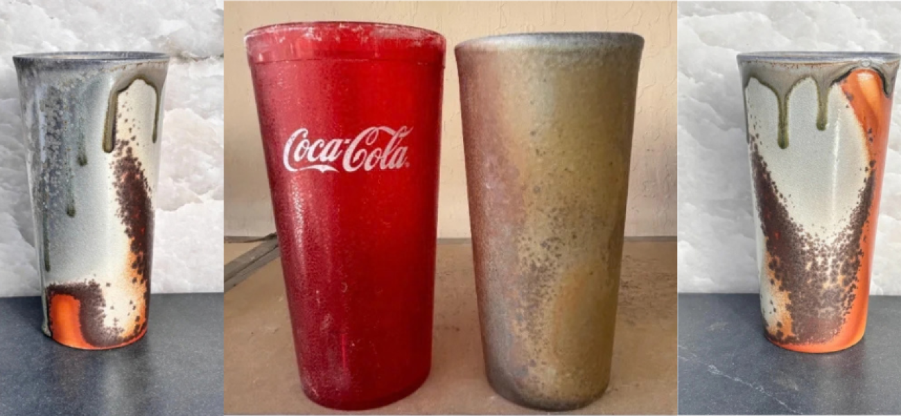 Plastic soda cup and Jacque’s slip-cast tumbler. Courtesy of the author.