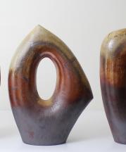 Hitomi Shibata’s wood-fired sculpture. 22” H each.