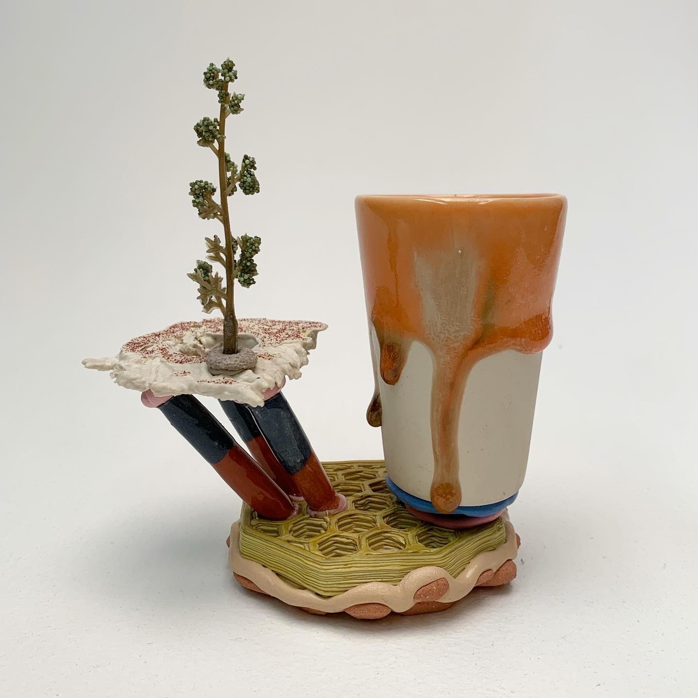 Matt Mitros, Mug Composition no.88, 3d printed porcelain, earthenware, plastic, epoxy; 2020. Photo credit: Matt Mitros