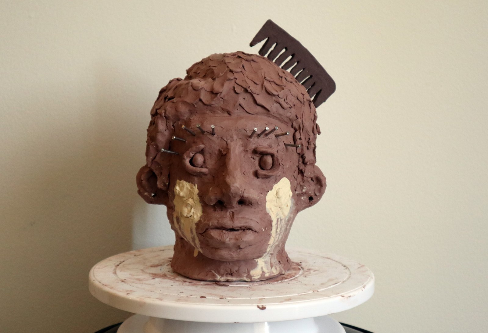 Black head (in progress), 2020 by Aaron Caldwell.