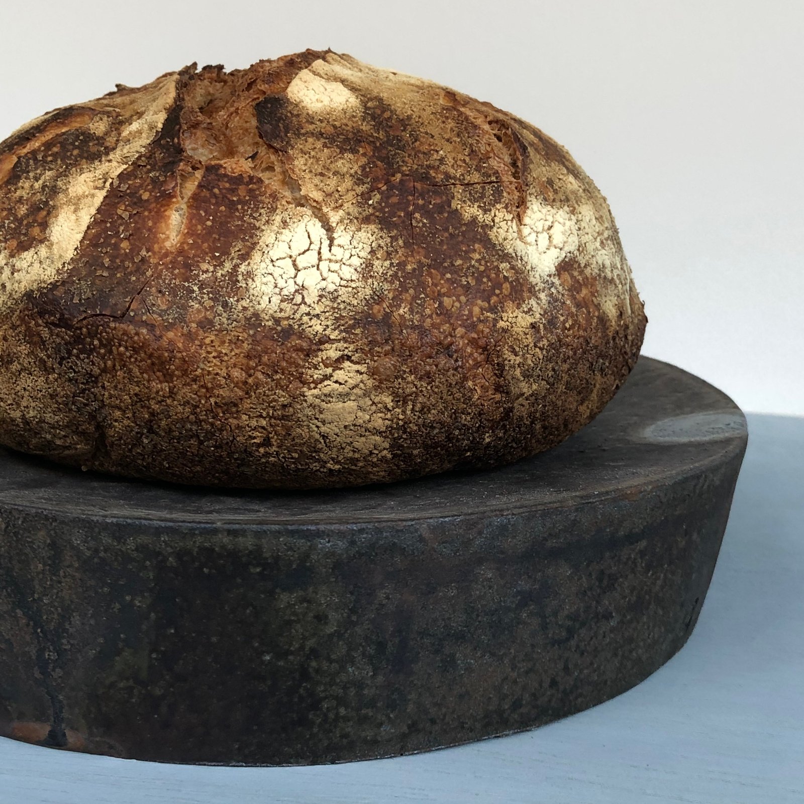 Sourdough on a Stand, wood-fired, reduction cooled, 2.5x12x12 inches, 2020. Photo credit: Lindsay Oesterritter