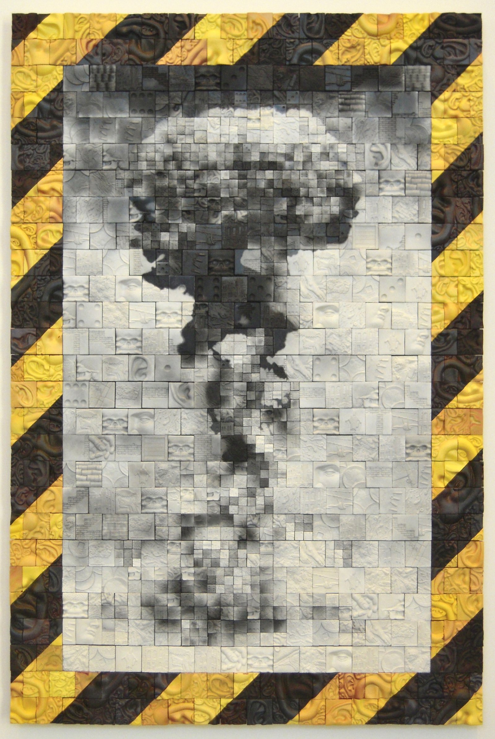 The Last Syllable of Recorded Time, 2010, earthenware sawdust-fired, glaze, 77.5 x 55.25 x 2.5. Photo courtesy of Richard Notkin.